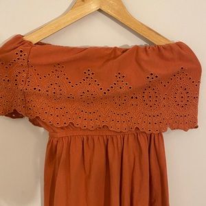 American Eagle Strapless Burnt Orange Romper